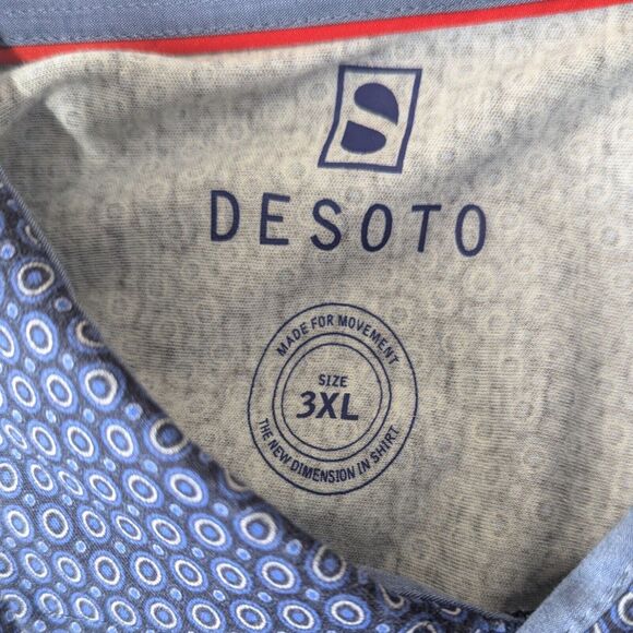Desoto Men's 3XL Konrad Jersey Shirt Button Up Navy Print Collared Long Sleeve - Picture 4 of 10